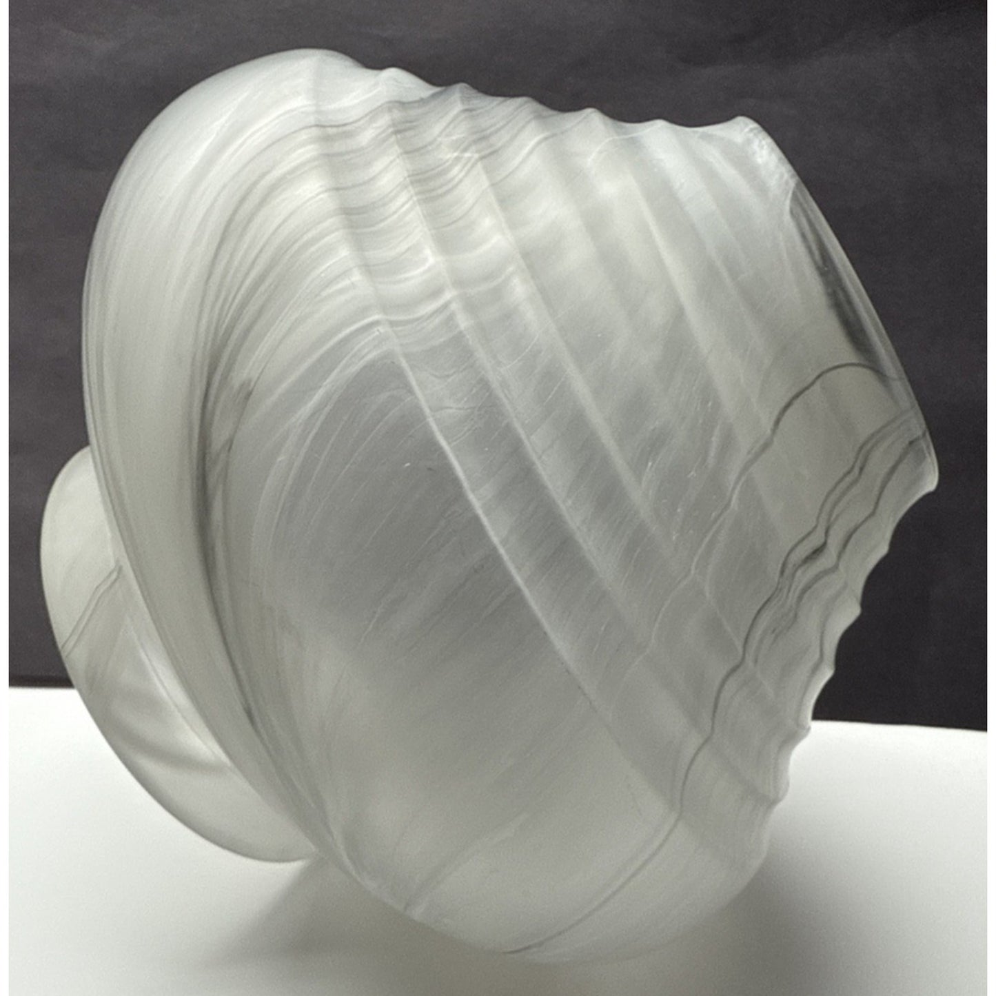 MCM Germany Marble Art Glass Ribbed Vase Smokey Rings Abstract Swirl As Is