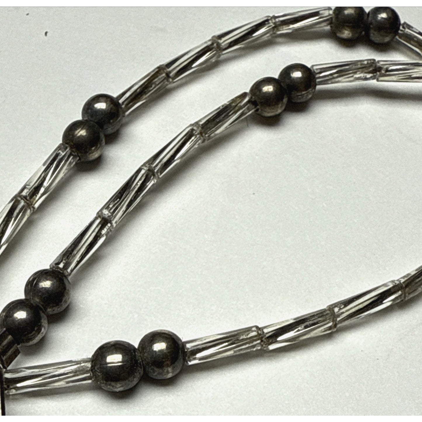 Vintage Twisted Liquid Silver Bead Ball Necklace