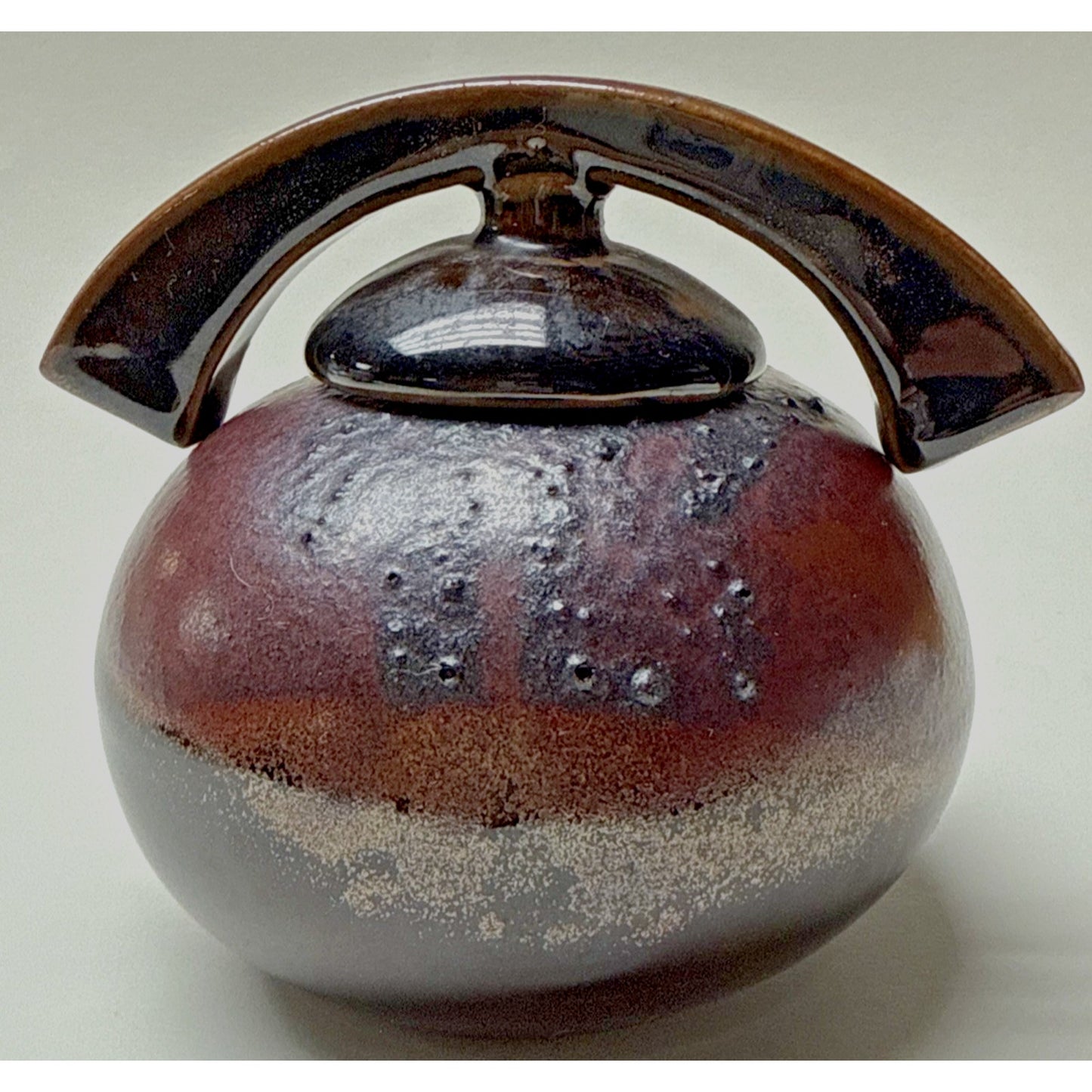 Modern J Wells Studio Art Pottery Stoneware Urn Handle Sugar Jar Covered As-Is