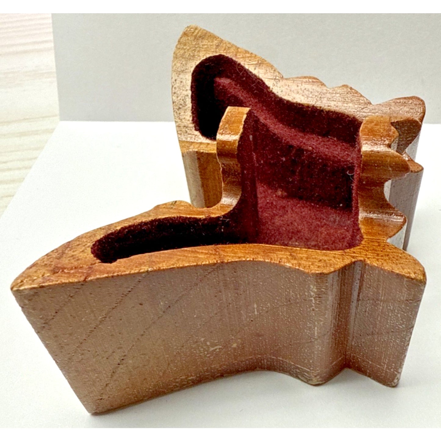 Vintage Butterfly Wood Carved Puzzle Box Trinket Jewelry Box As-Is