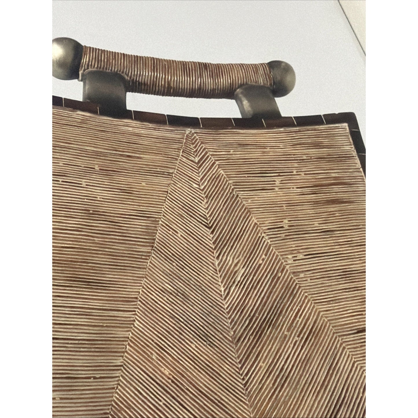Austin Kinder Collection Inlay Rattan Shield Large Footed Tray Handles