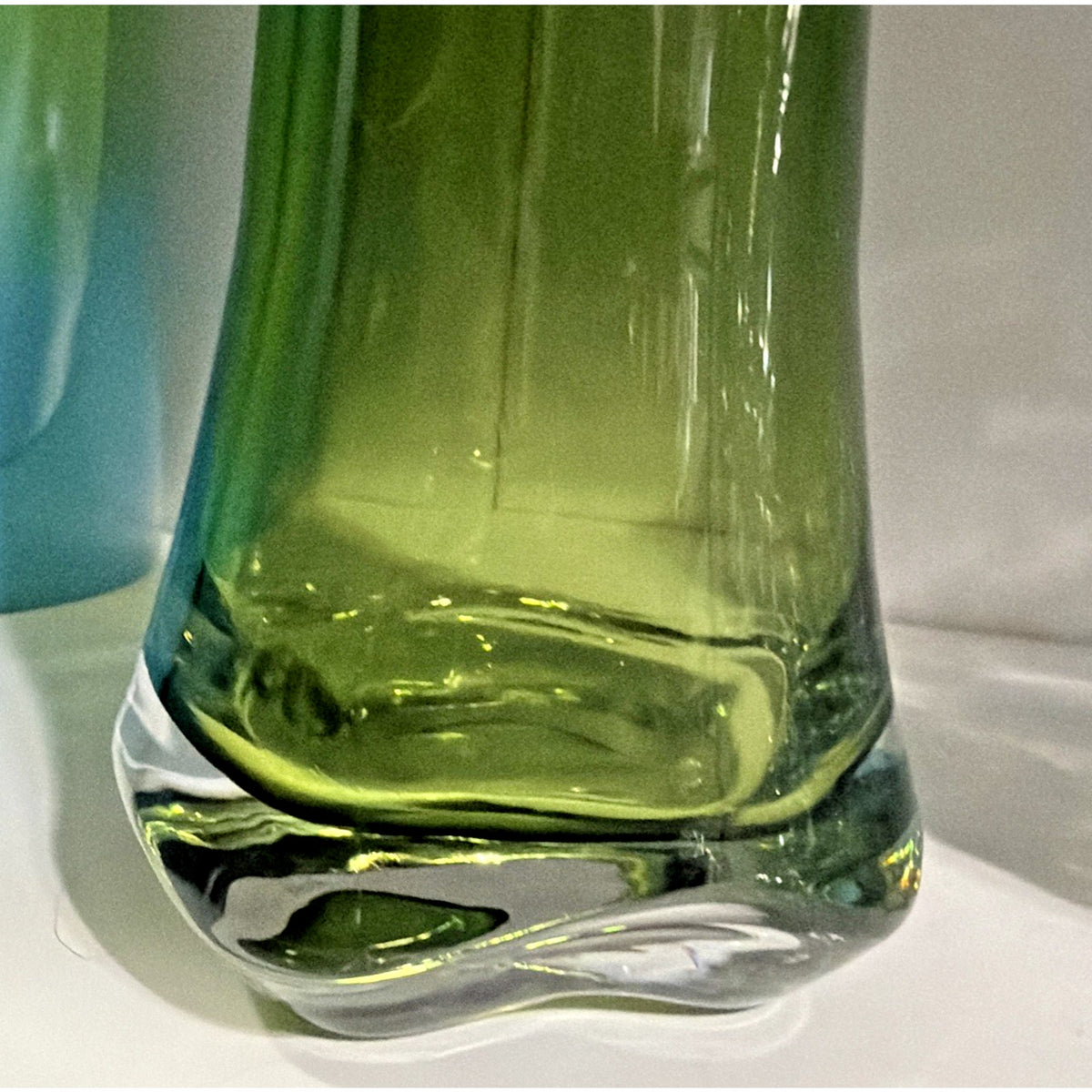 MCM Iittala Finland Anna Olive Green Glass Vase Jorma Vennola As Is Read