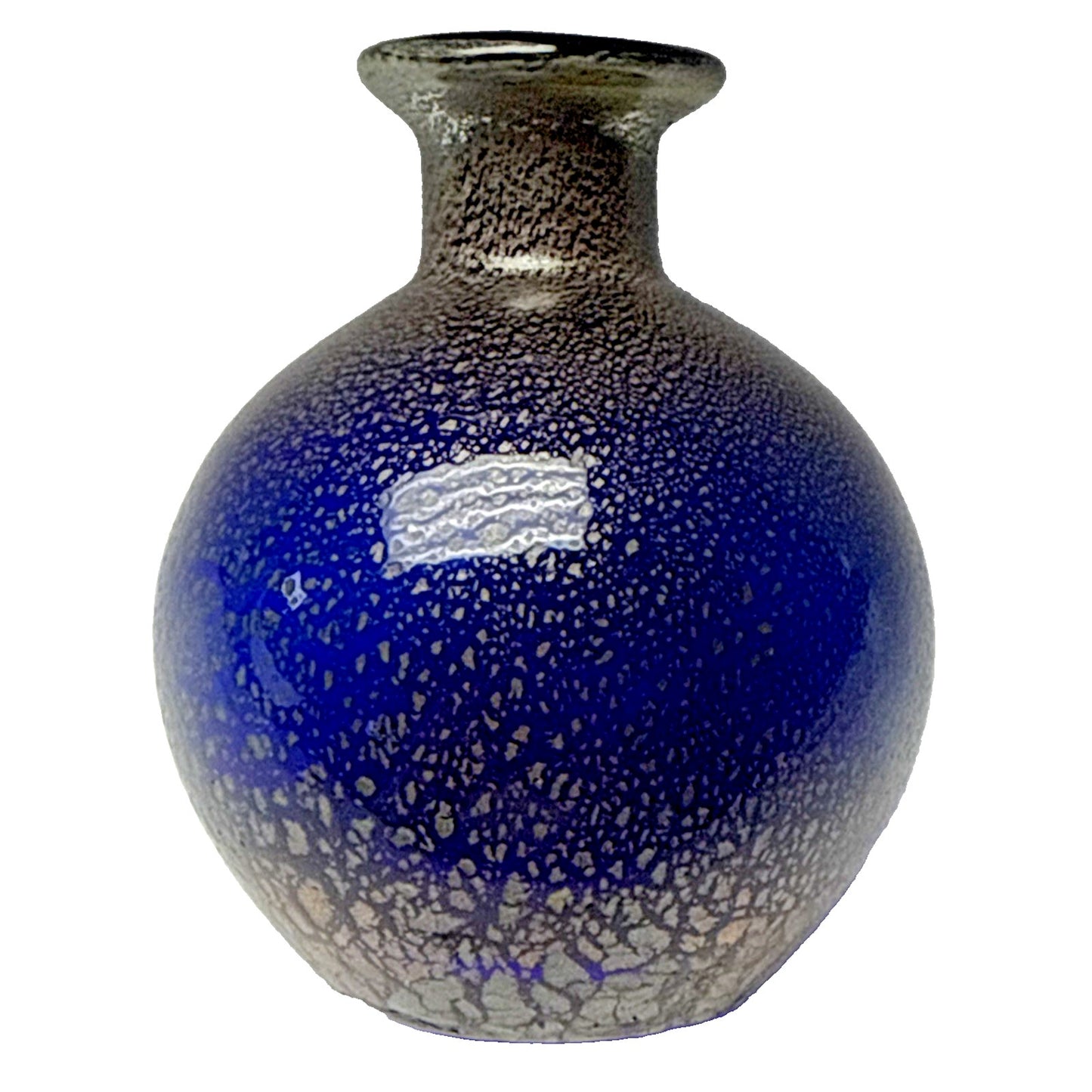 Vtg Murano Glass Cobalt Blue Gold Fleck Overlay Aventurine Glass Perfume Bottle