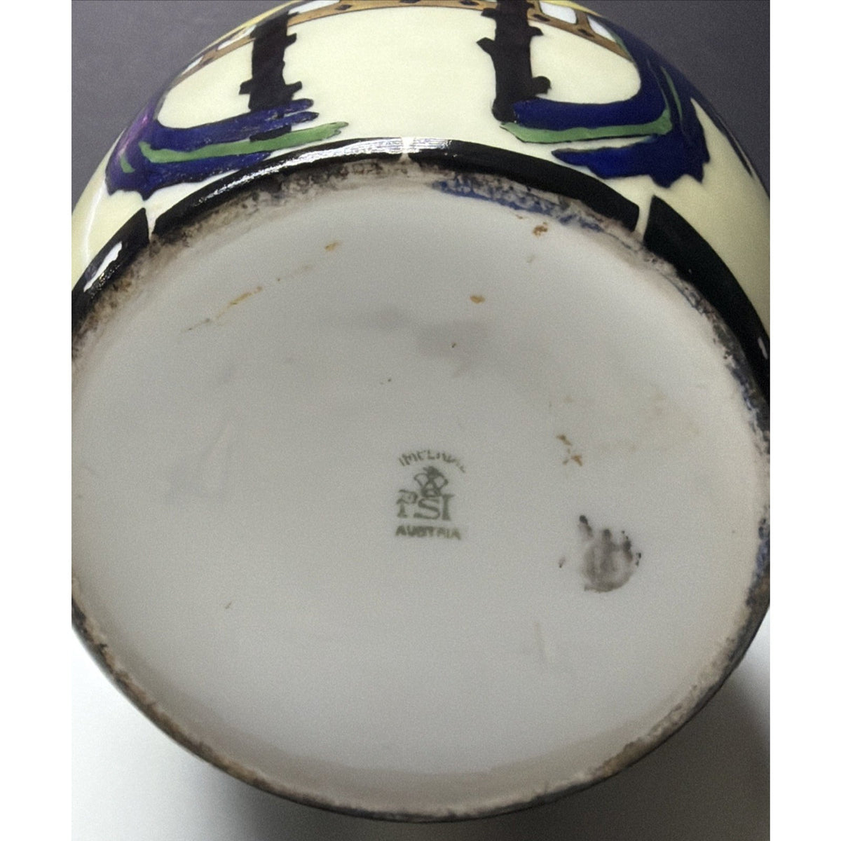 Antique Imperial Austria Hand Painted Parrot Jar Canister Humidor Lid As Is