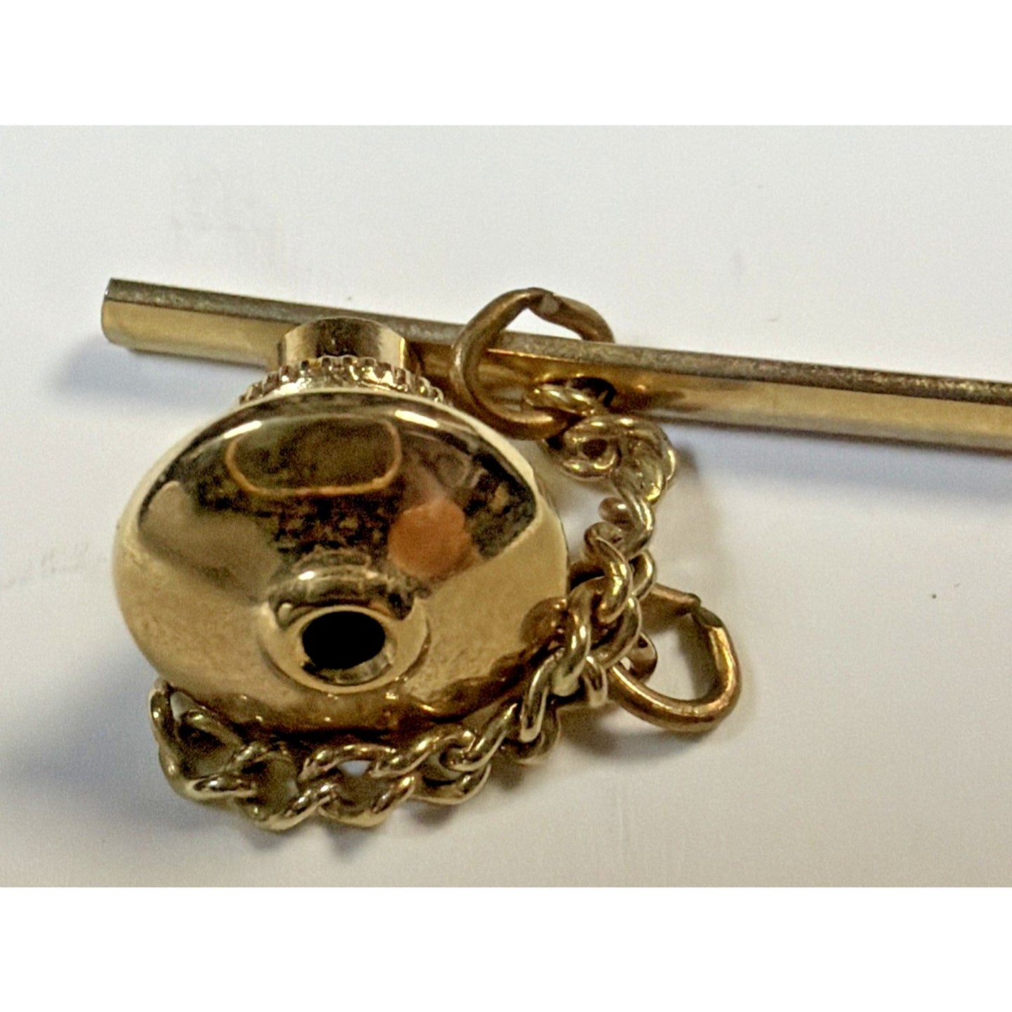 Vintage Pierre Cardin Square Black Lined Gold Tone Tie Bar Pin Tack