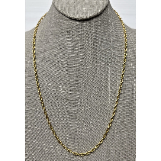 Vintage 1/20 12k Gold Filled Rope Chain Necklace 23.5 inch As Is