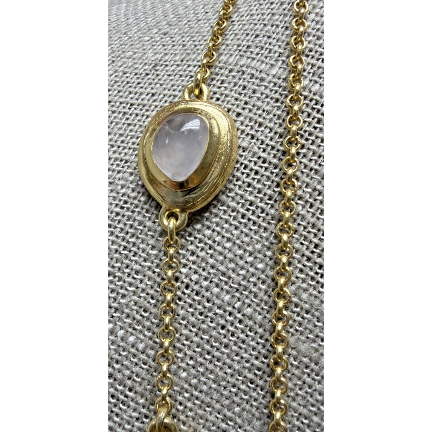 Cole Haan Semi Precious Gemstone Cabochon Station Necklace Gripoix Style Long