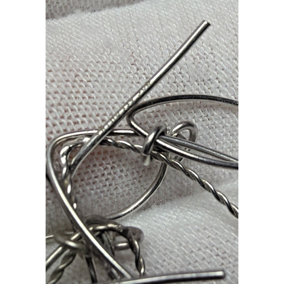 Modernist Sterling Silver Triple Hoop Dangle Drop Earrings Teardrop Elongated