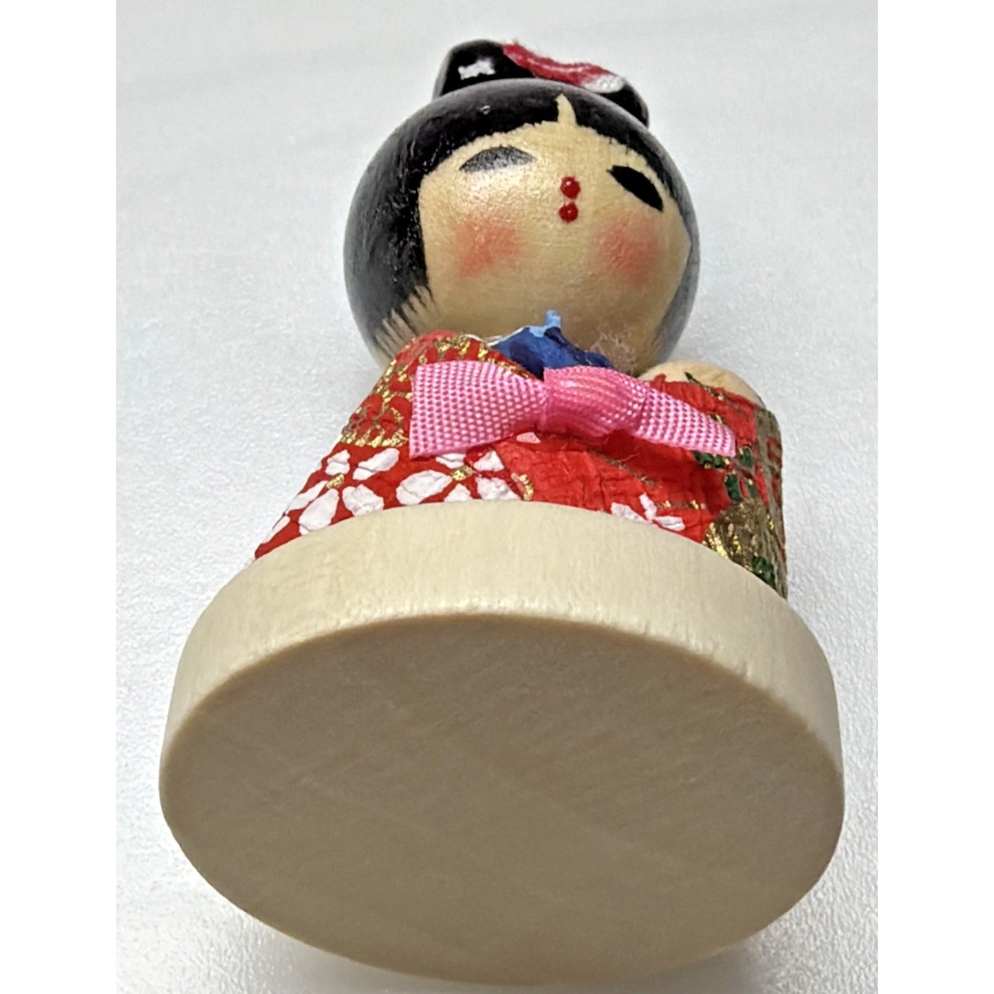 Vintage Japanese Kokeshi Doll Mom Baby Child Hand Painted Wood Base Plastic Box