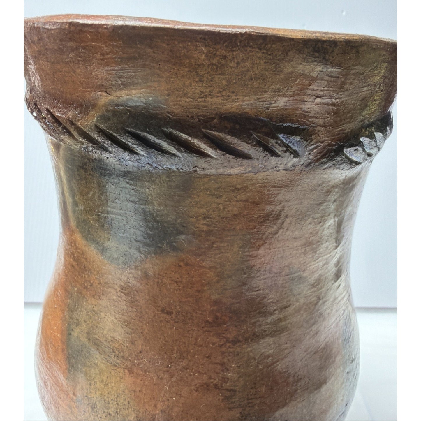Vintage Navajo Art Pottery Vase Pinon Pine Pot Rope Glazed Fired As Is