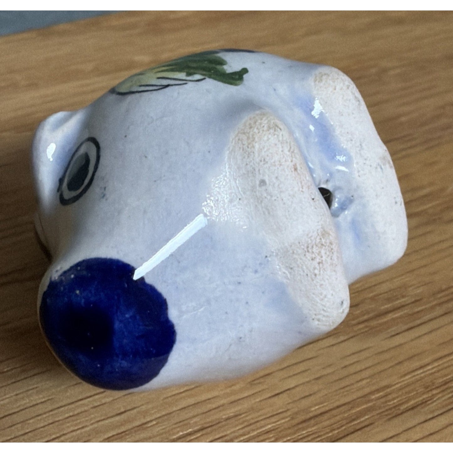 Vintage Mexican Tonala Pottery Mini Pig Hand Painted Glazed Floral Signed As Is