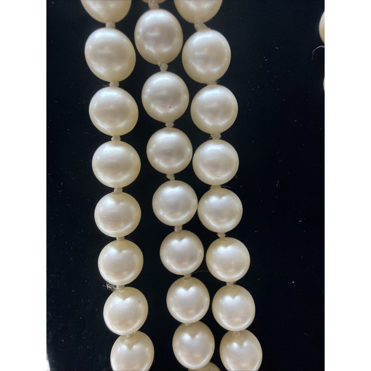Vintage Long Faux Pearl Necklace Cream Hand Knotted Garland As Is Read