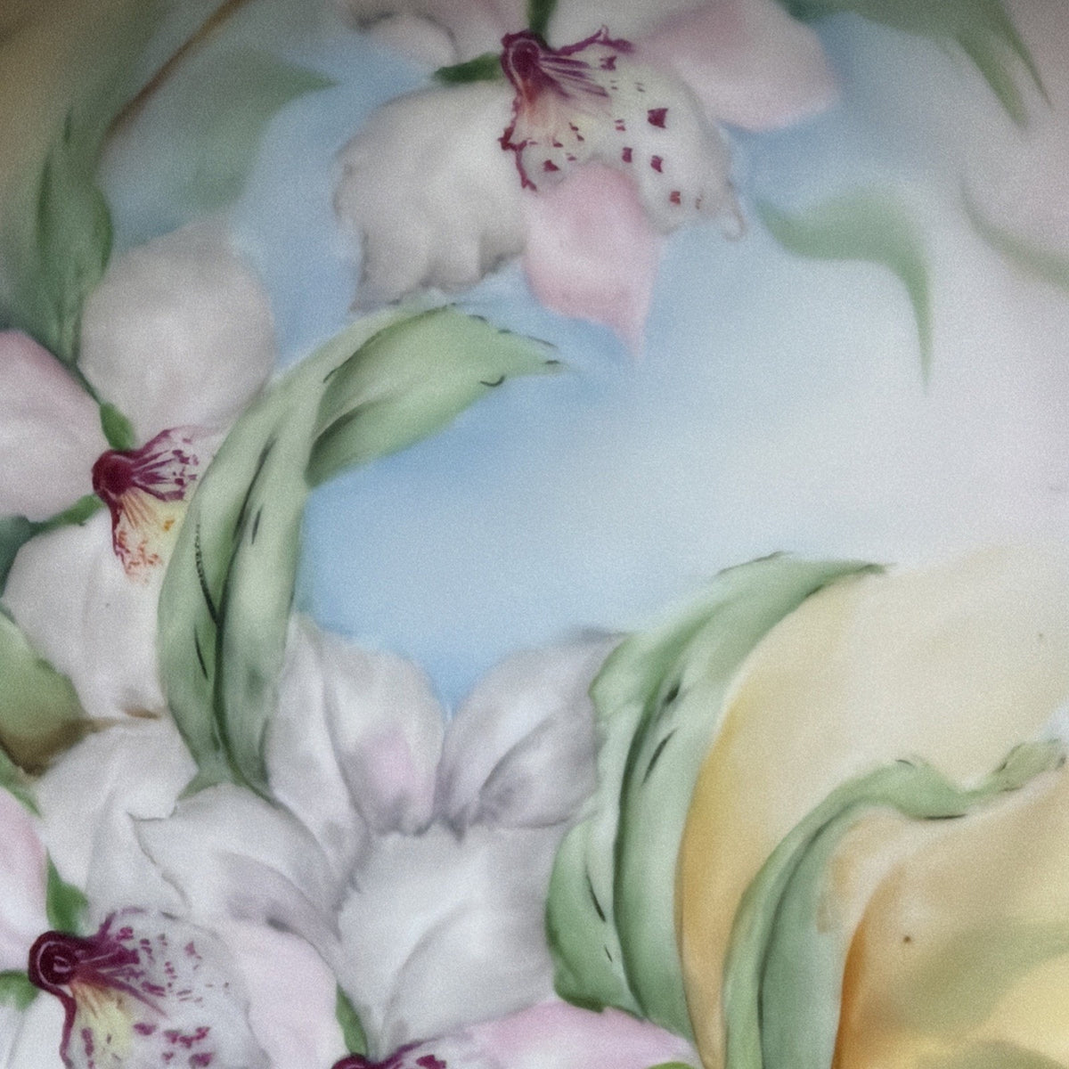 Antique Rosenthal Bavaria Hand Painted Lily Flower Plate Signed Gates Pink Green