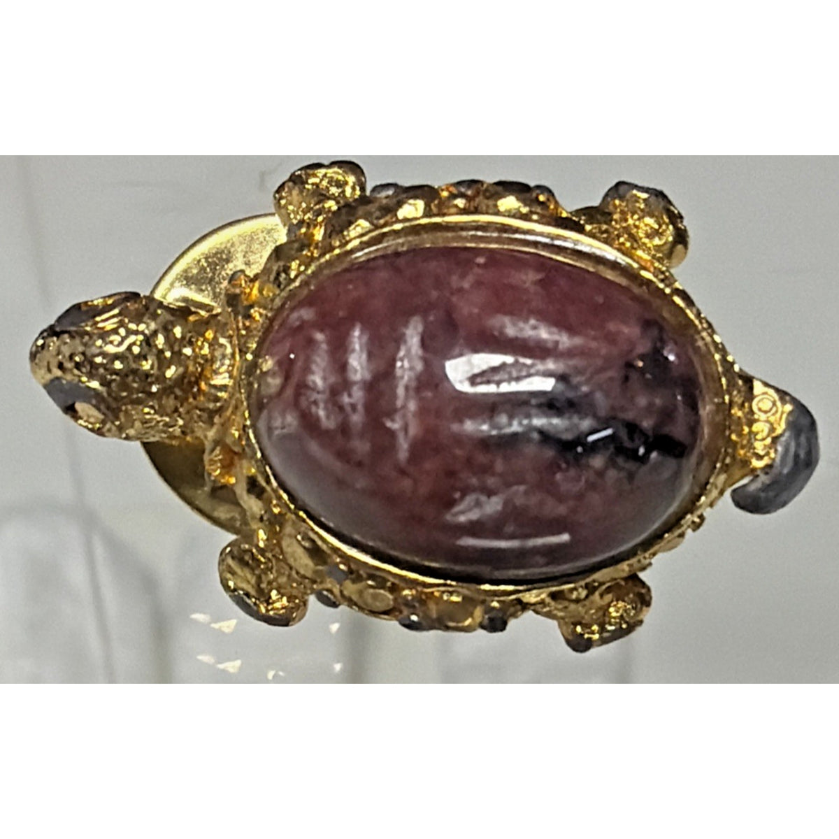 Vintage Turtle Pin Scarab Carved Egyptian As Is