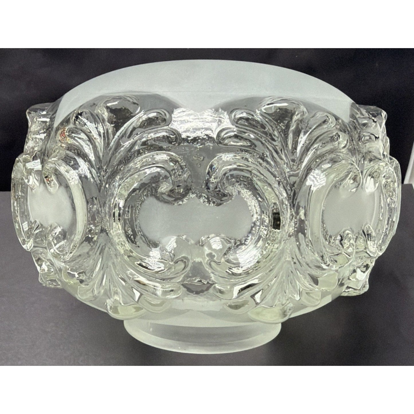 Hollywood Regency Glass Ceiling Light Lamp Globe Shade Satin Ornate Puffy As Is