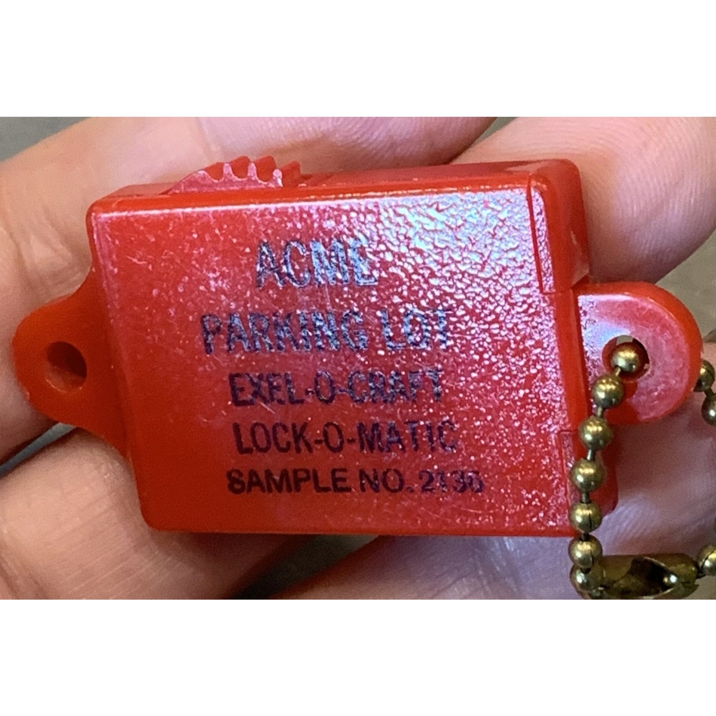 Vtg Advert Acme Parking Lot Exel-O-Craft Lock-O-Matic Sample 2136 FOB Keychain