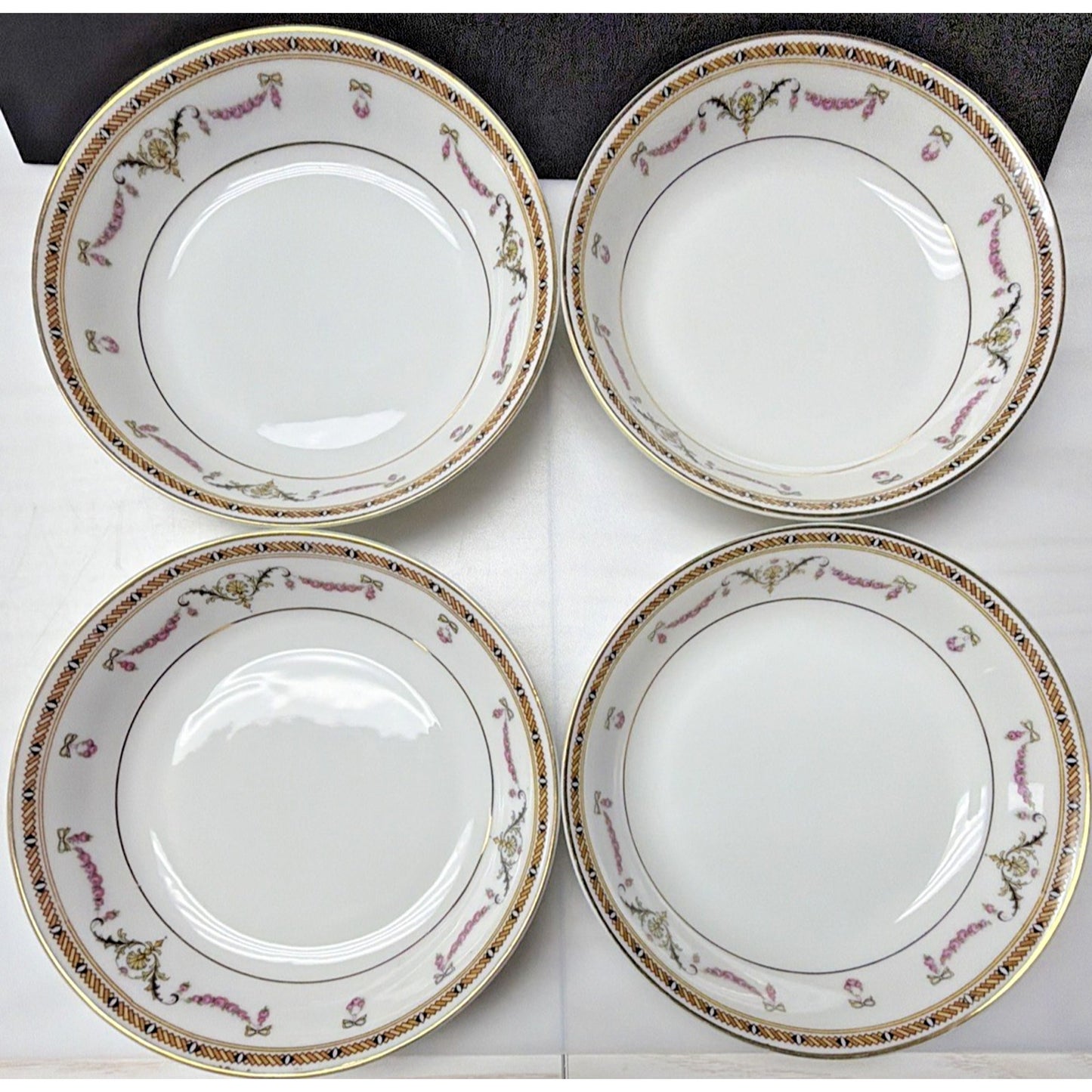 Lot of 4 HC Selb Bavaria Heinrich Co Fruit Dessert Bowls Pink Swag Roses White