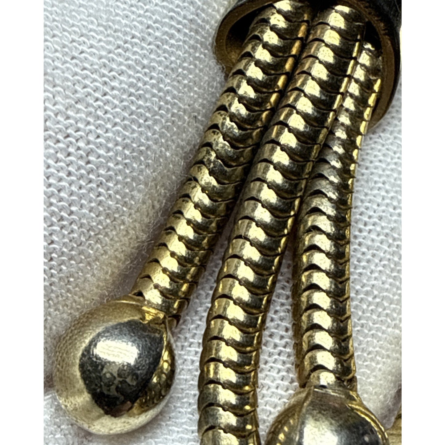 MCM Gold Tone Tassel Snake Clip On Earrings Bead Ball