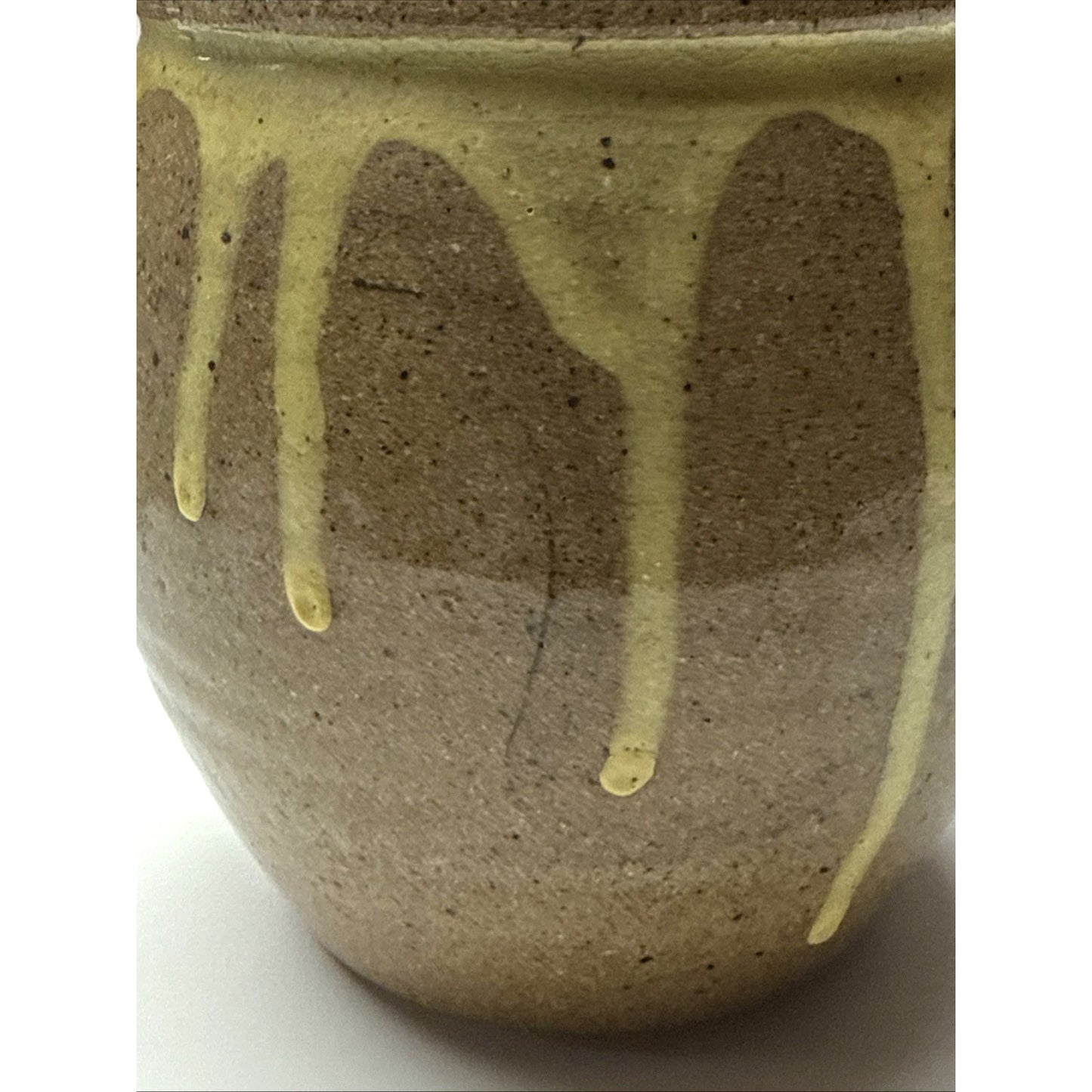 Vtg Studio Art Pottery Drip Glaze Honey Pot Jar Cache Pot Vase Stoneware Signed