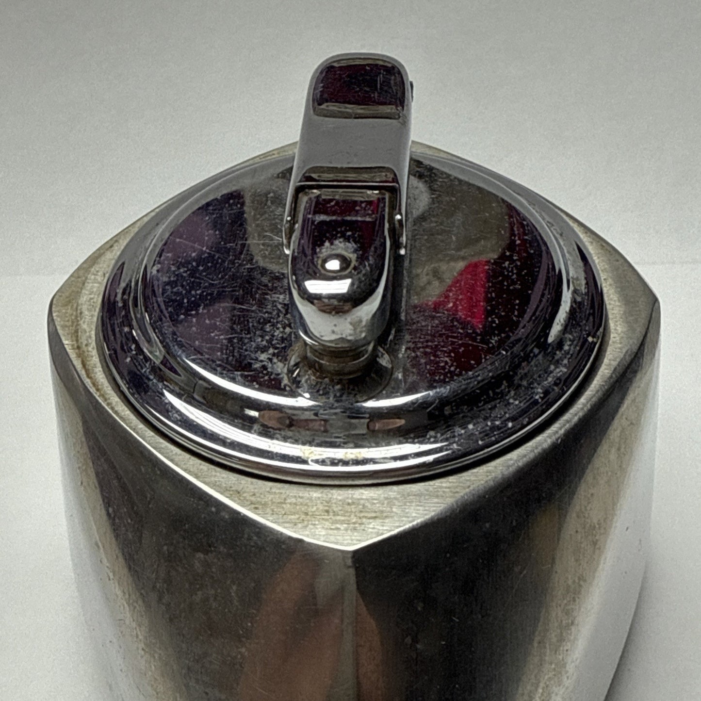 Art Deco Colibri Mono Gas Chrome Stainless Steel Geometric Table Lighter As-Is