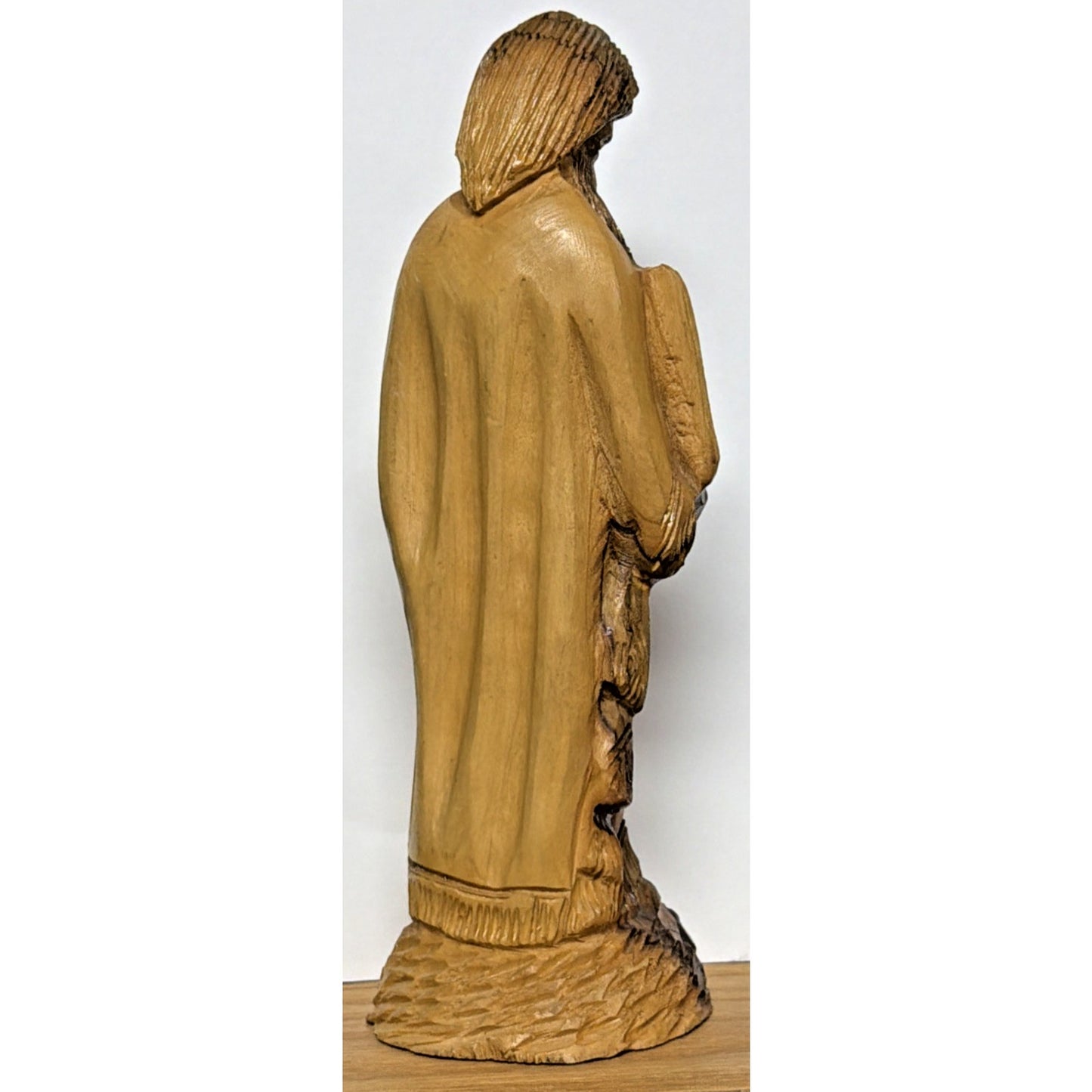 Vintage Hand Carved Olive Wood Moses Sculpture Ten Commandments As Is