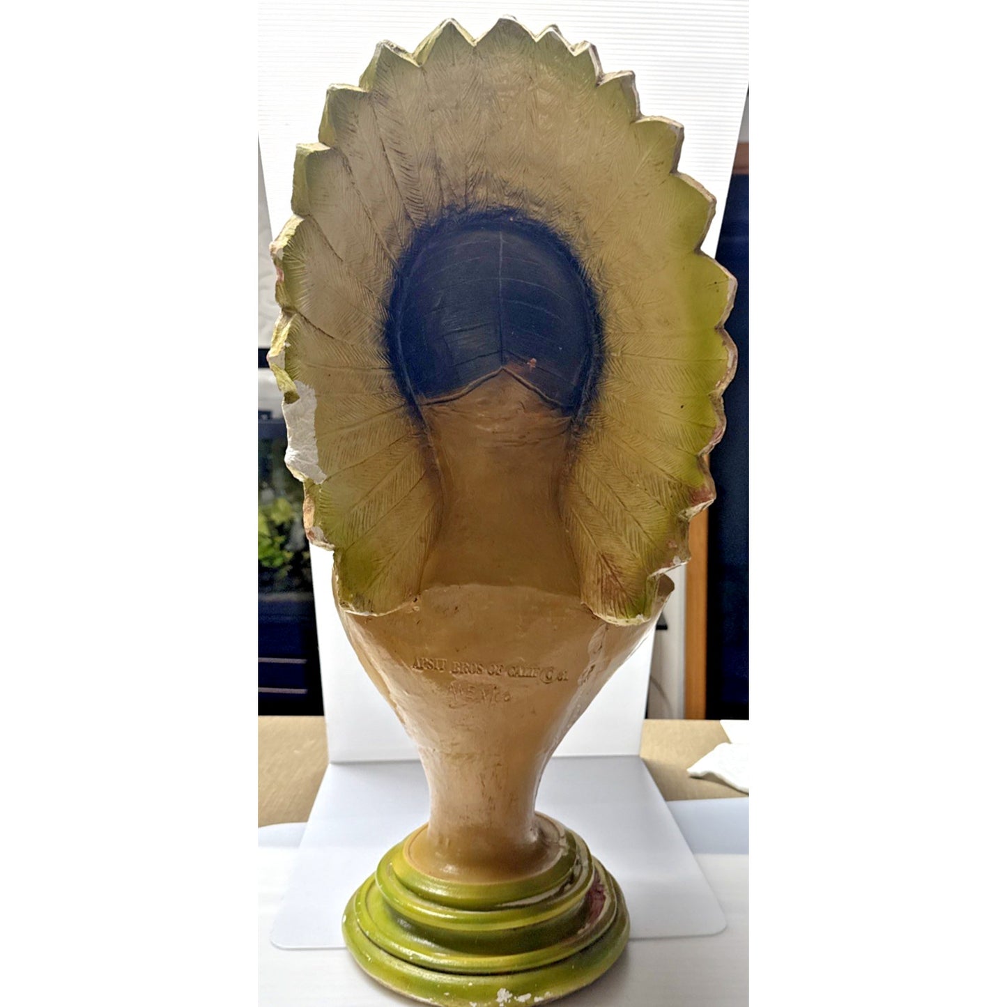 Vintage Apsit Bros of California Native American Indian Chief Bust Large As Is