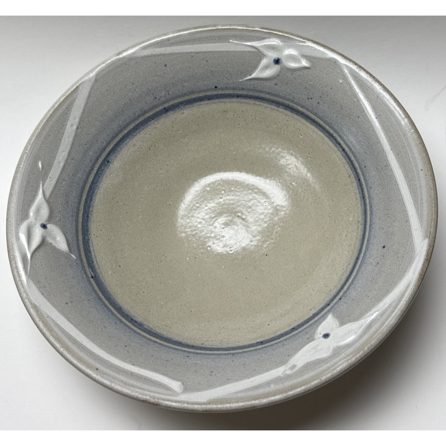 Noble Studio Art Pottery Pitcher Bowl Basin Trillium Blue White