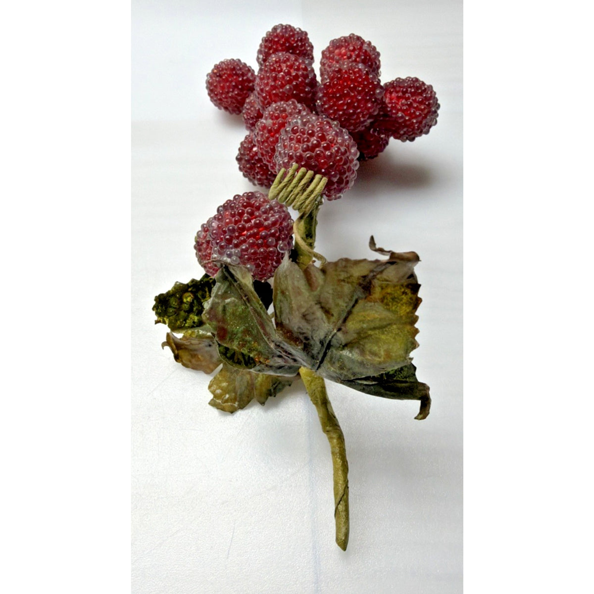 MCM Grape Cluster Glass Beaded Stem Leaves Fruit Red As Is