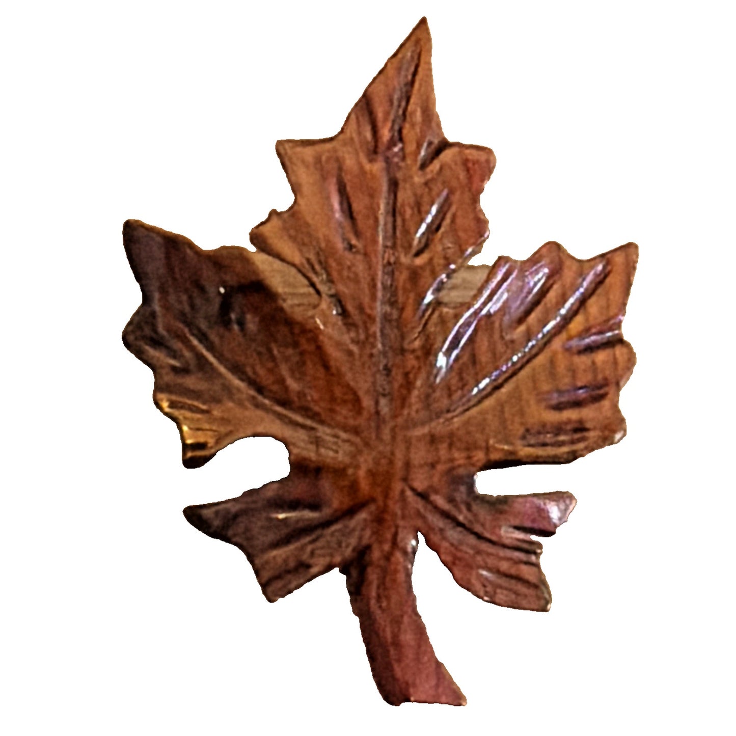 Vintage Carved Wood Maple Leaf Brooch Pin As Is