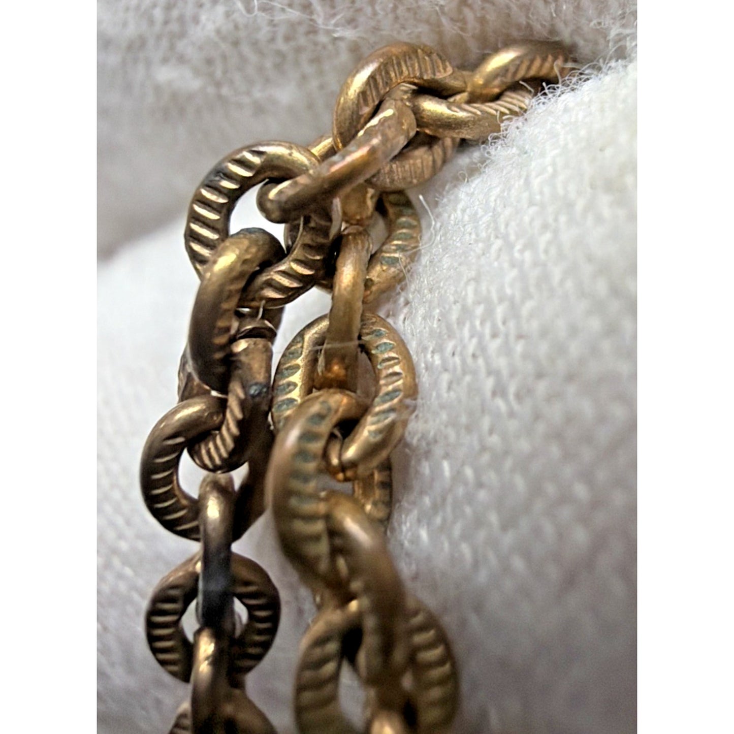 Victorian Edwardian Textured Links GF Chain Necklace As Is