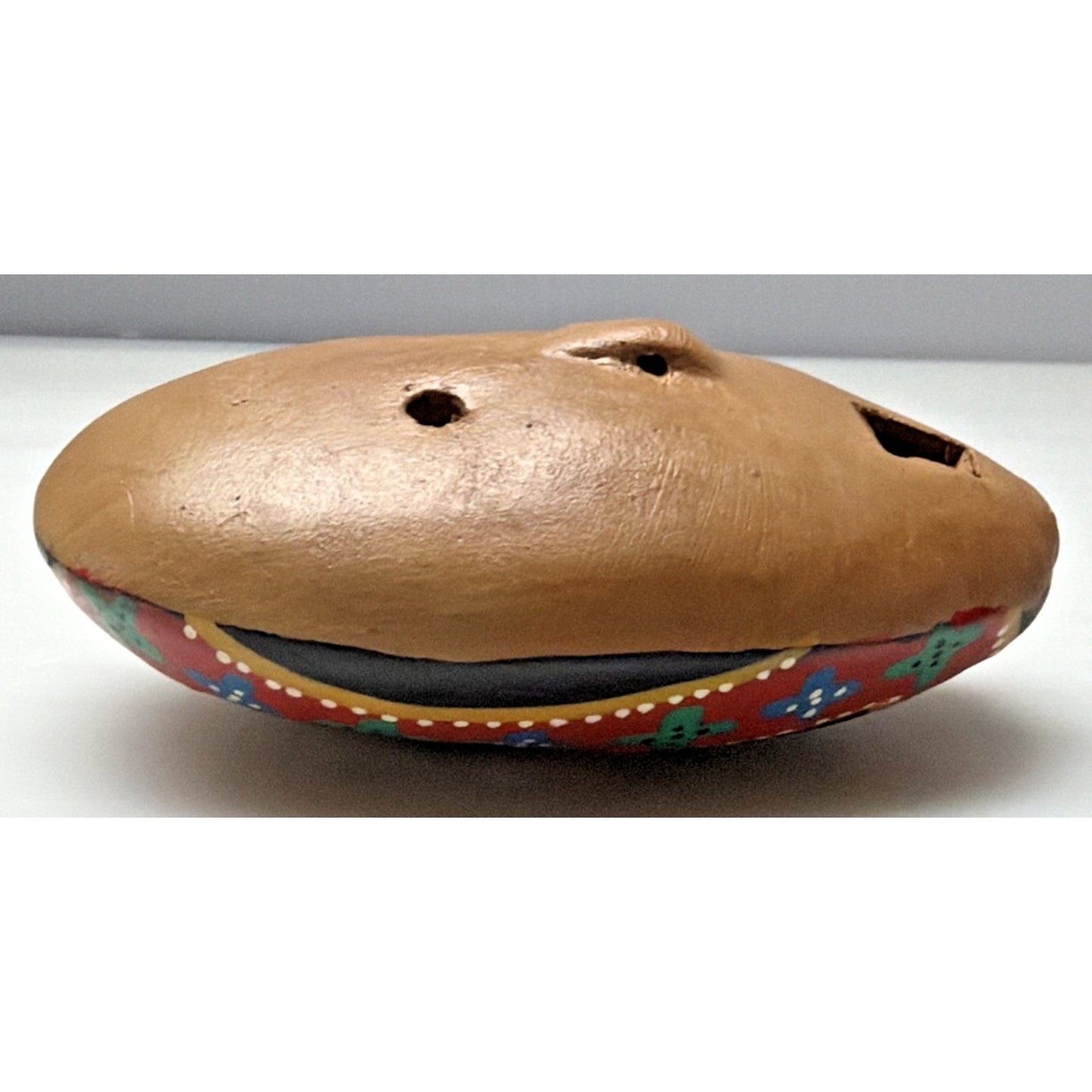 Native Southwest Kokopelli Whistle Hand Painted Clay Ocarina Flute Pendant
