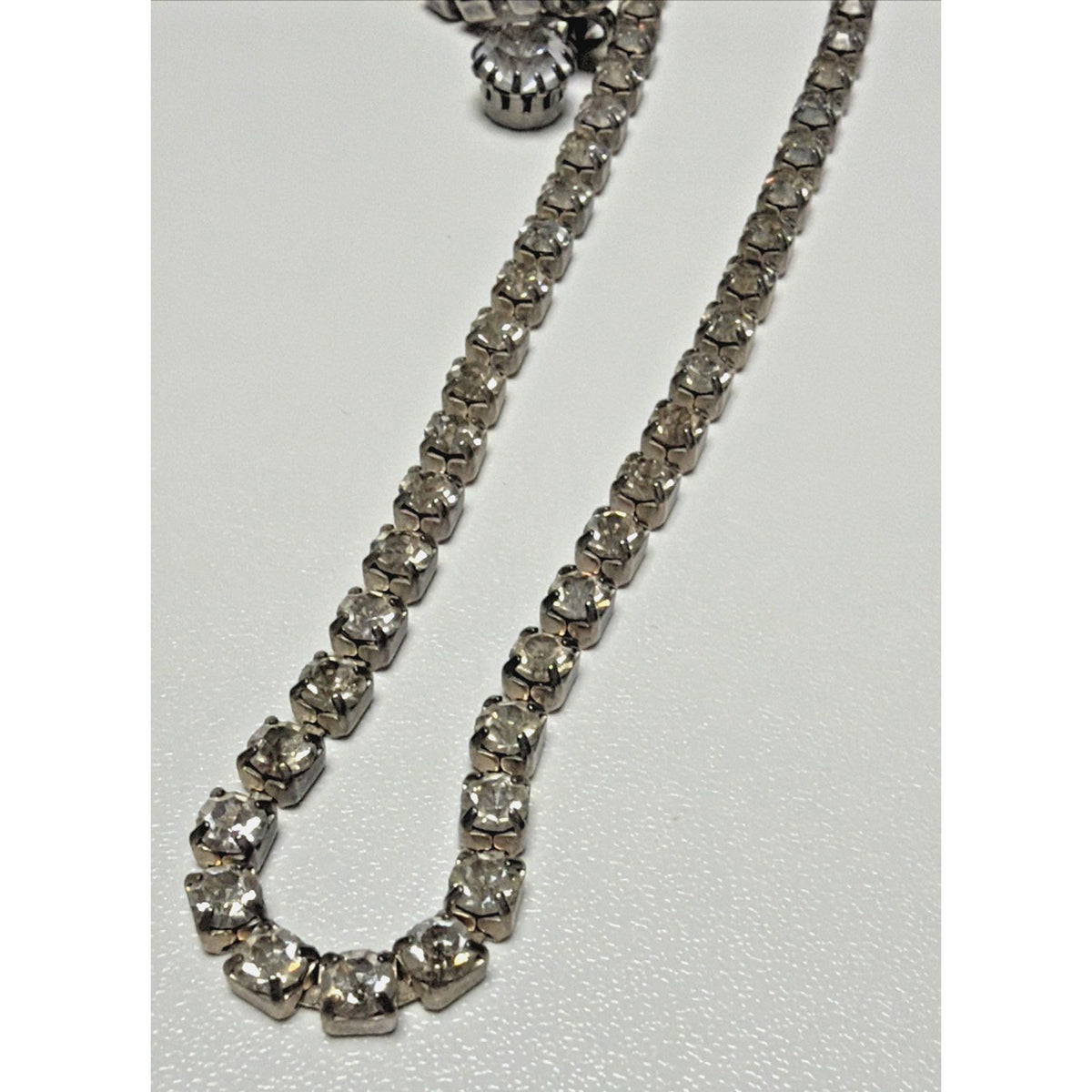 Vtg Rhinestone Tennis Cup Chain Necklace Belt Silver Tone Endless Opera Flapper