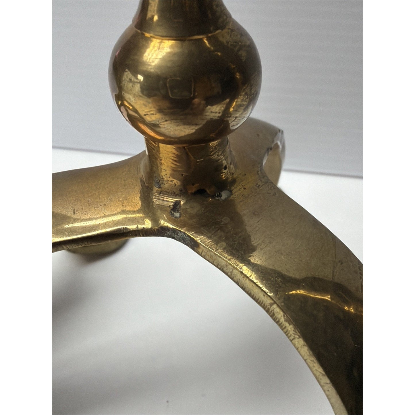 Vintage Lot of 3 Tripod Taper Candle Holders Brass Adirondack Deco Style