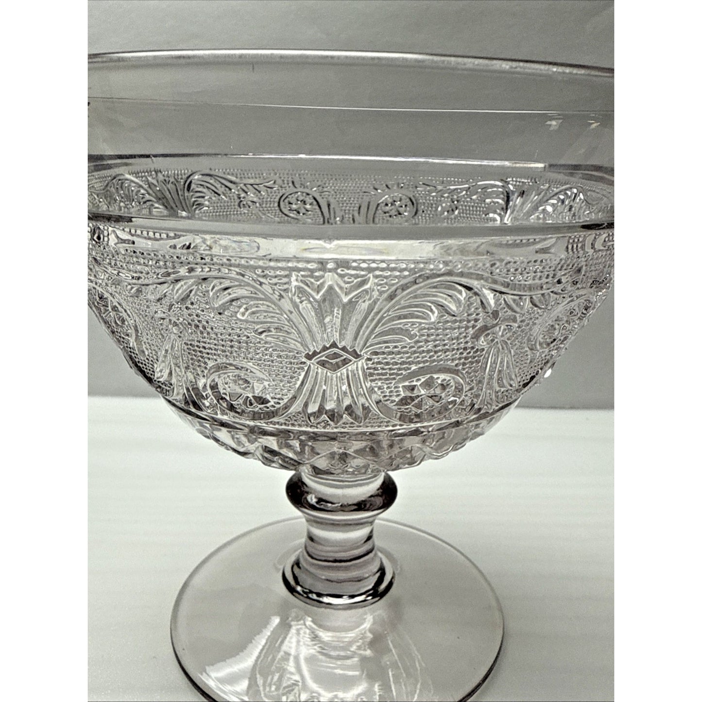 Duncan Miller Sandwich Glass Pale Lavender Lilac Covered Candy Dish Pedestal