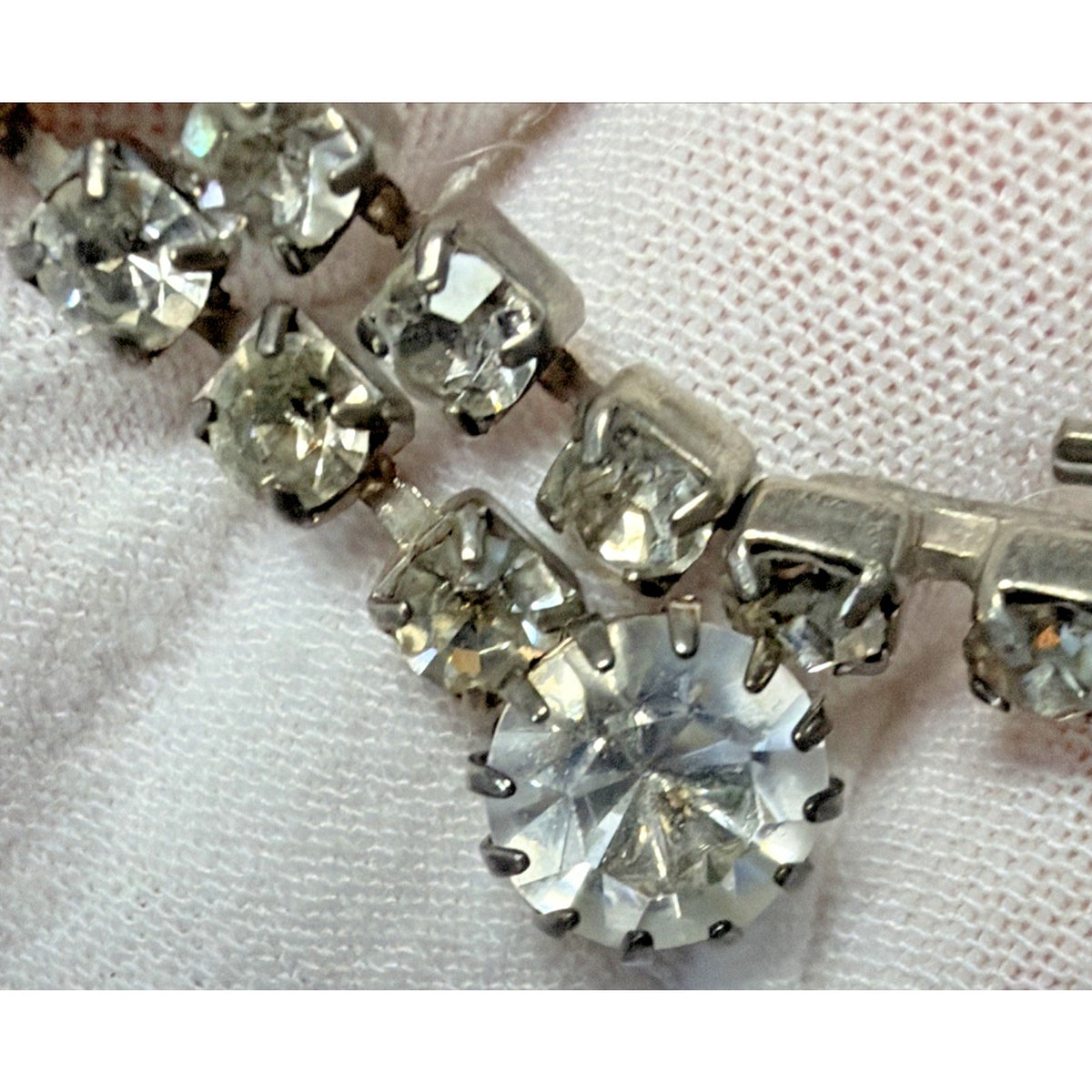 Vtg Rhinestone Tennis Cup Chain Necklace Belt Silver Tone Endless Opera Flapper