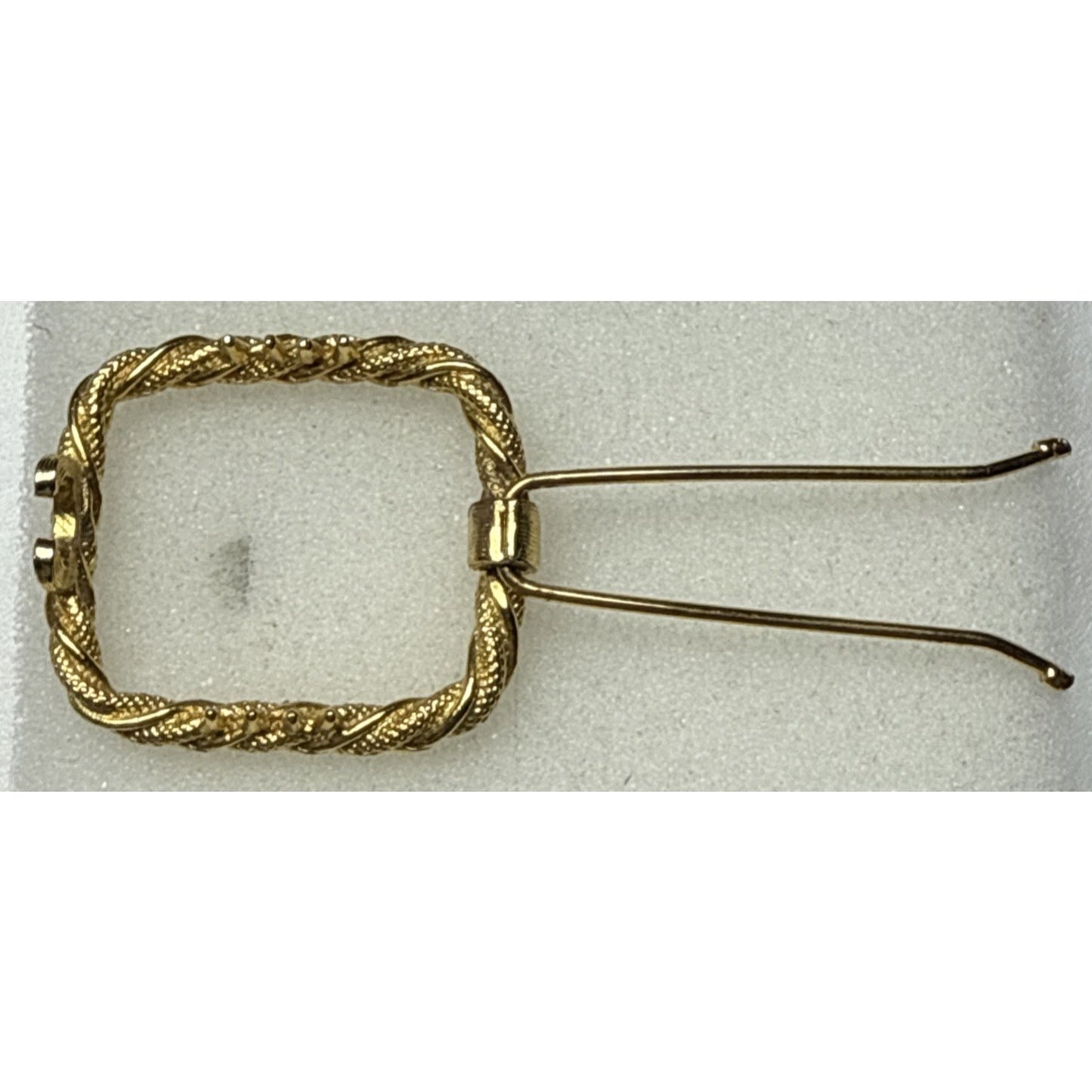 Vintage Twisted Rope Gold Tone Metal Hair Barrette Square