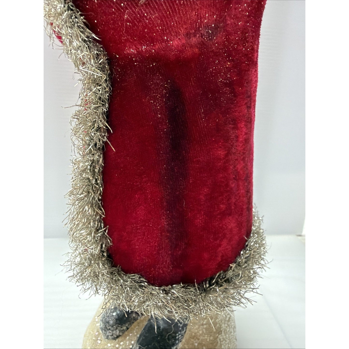 RAZ Imports Christmas Red Velvet Bersnickle Santa Figurine Tree Tinsel As Is