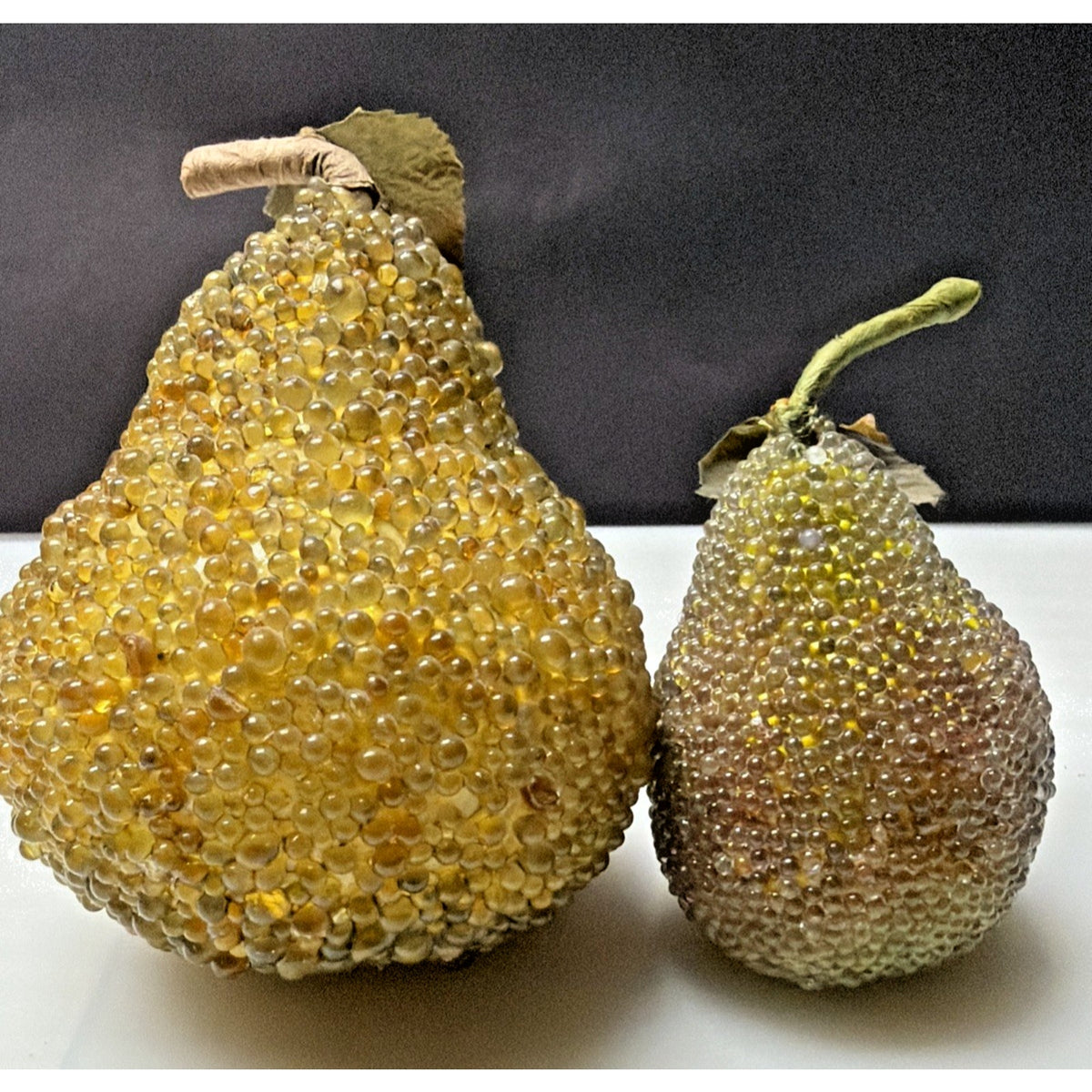 Vintage Lot of 6 Glass Beaded Fruit Apple Pear Pomegranate As Is