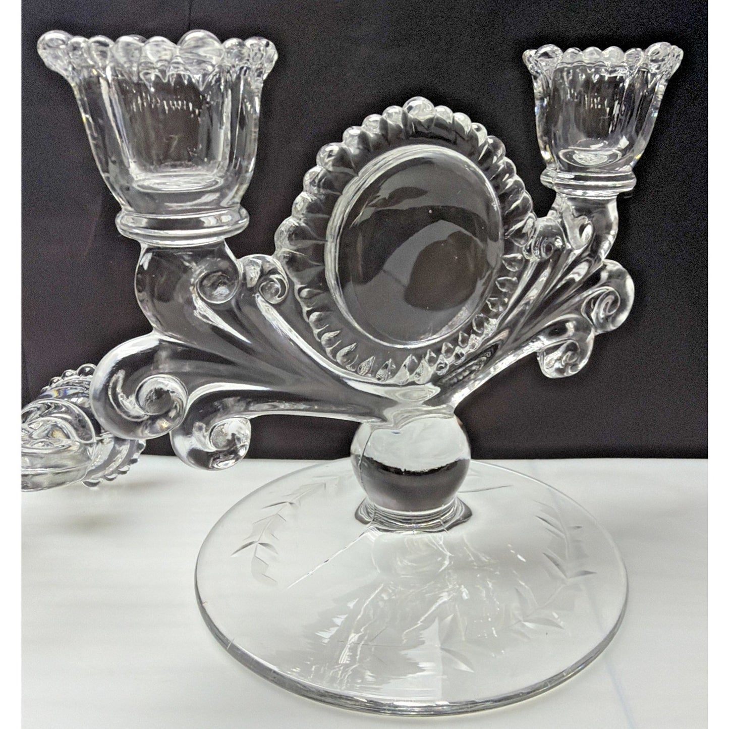 Vtg Lot of 2 Paden City Glass #555 Vermillion Mr B Candle Stick Holders Pillar