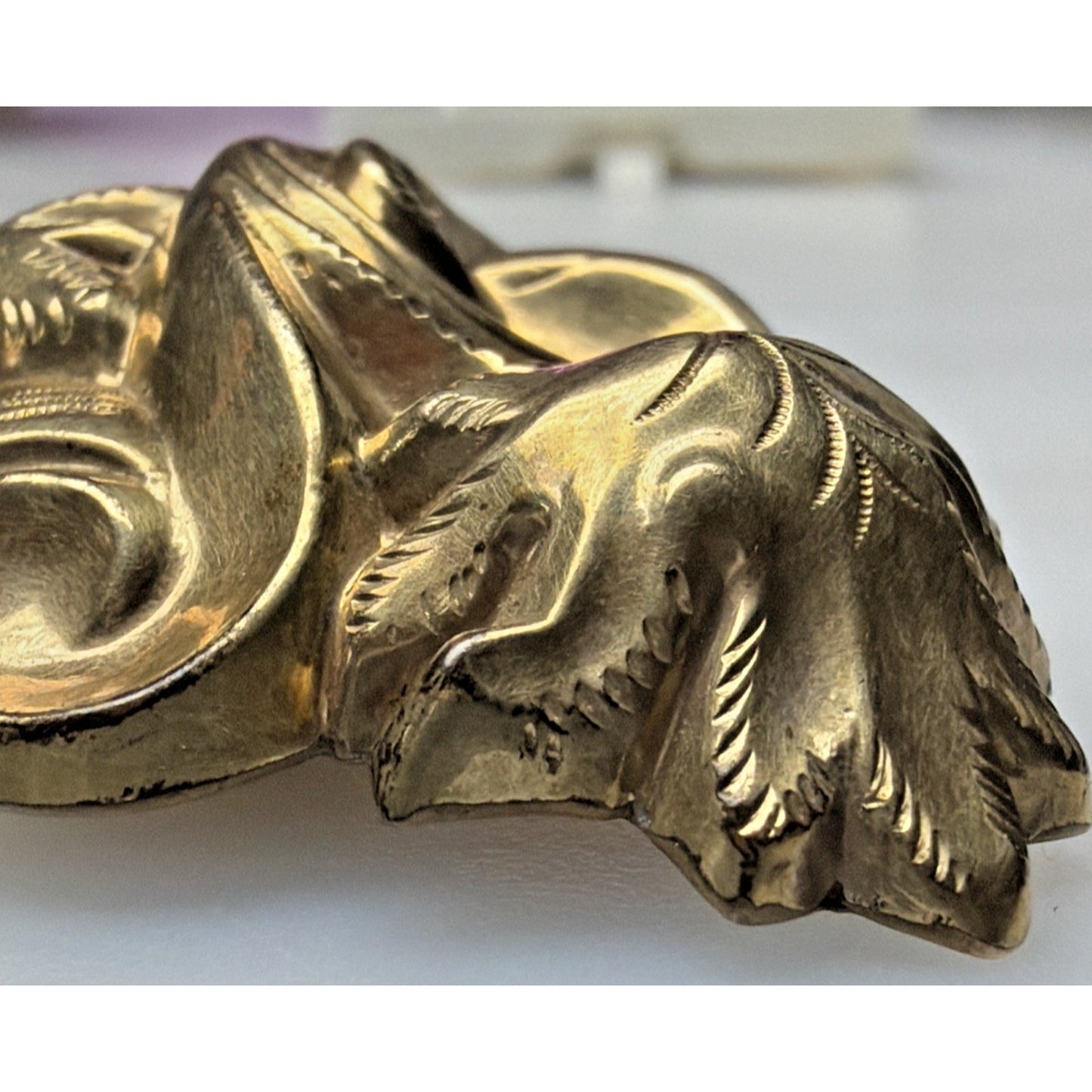 Victorian 10k GF Hollowware Brooch Puffy Repousse Floral Scroll As Is Damage