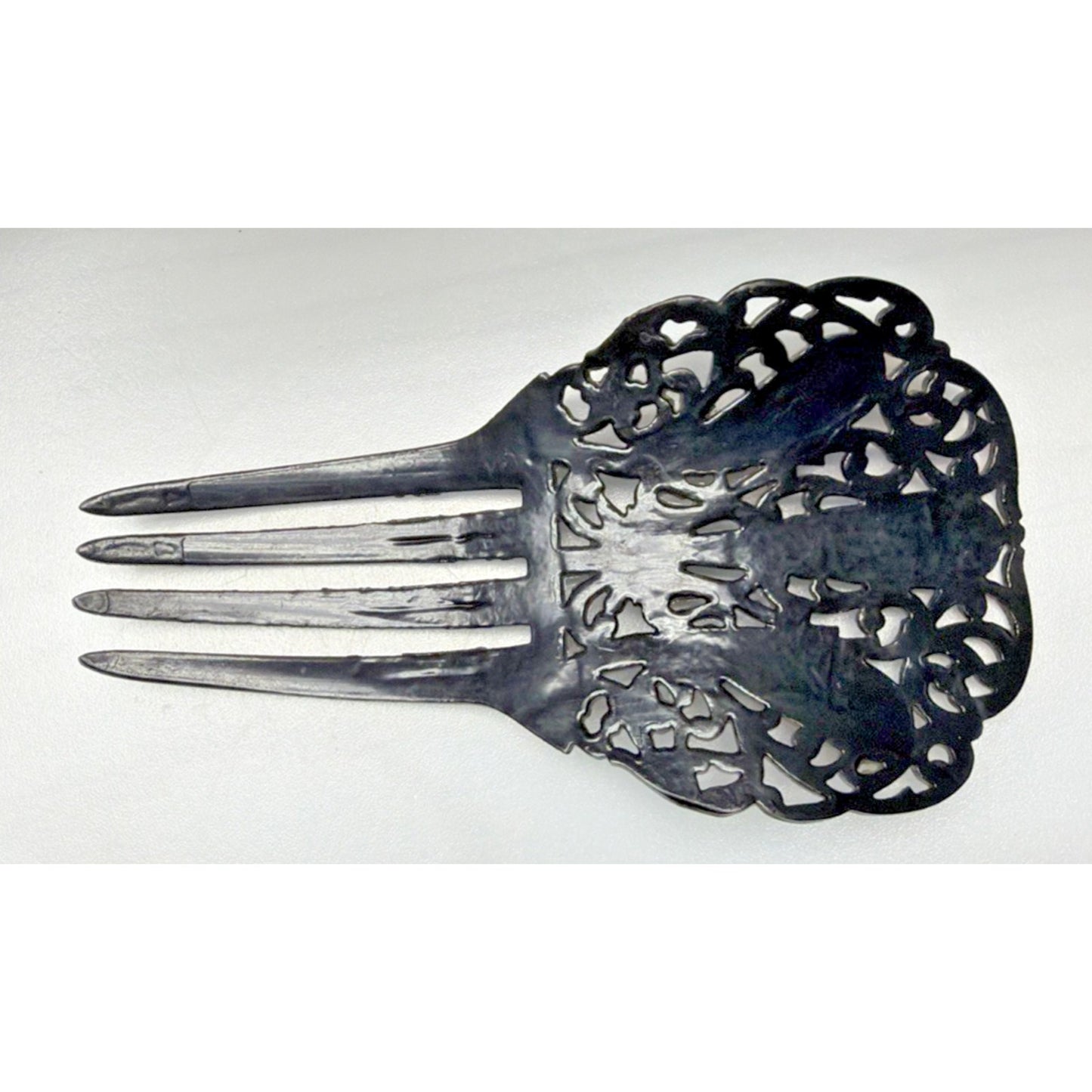 Art Deco Black Mantilla Hair Comb Celluloid Ornate Spanish Style