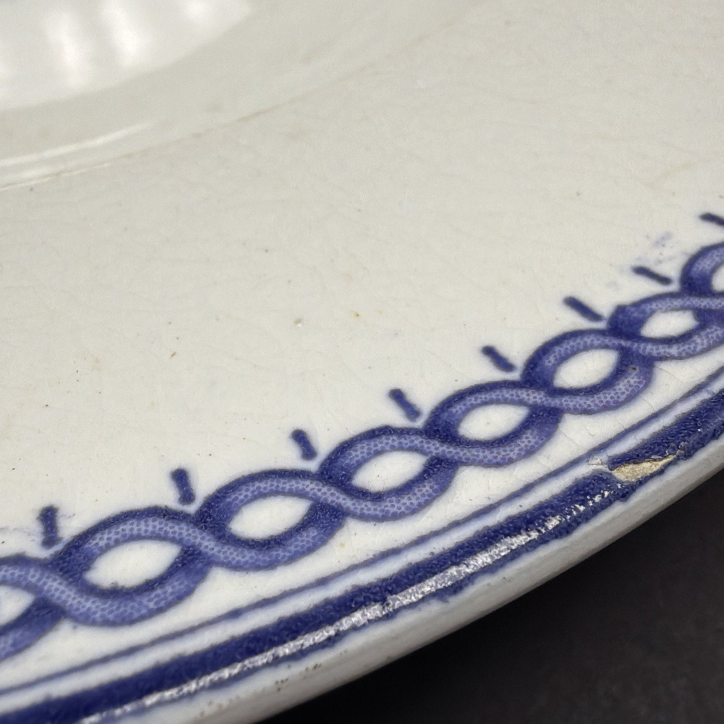 Antique Wedgwood Wild Rose Ironstone Blue Transferware Plate Bowl As Is