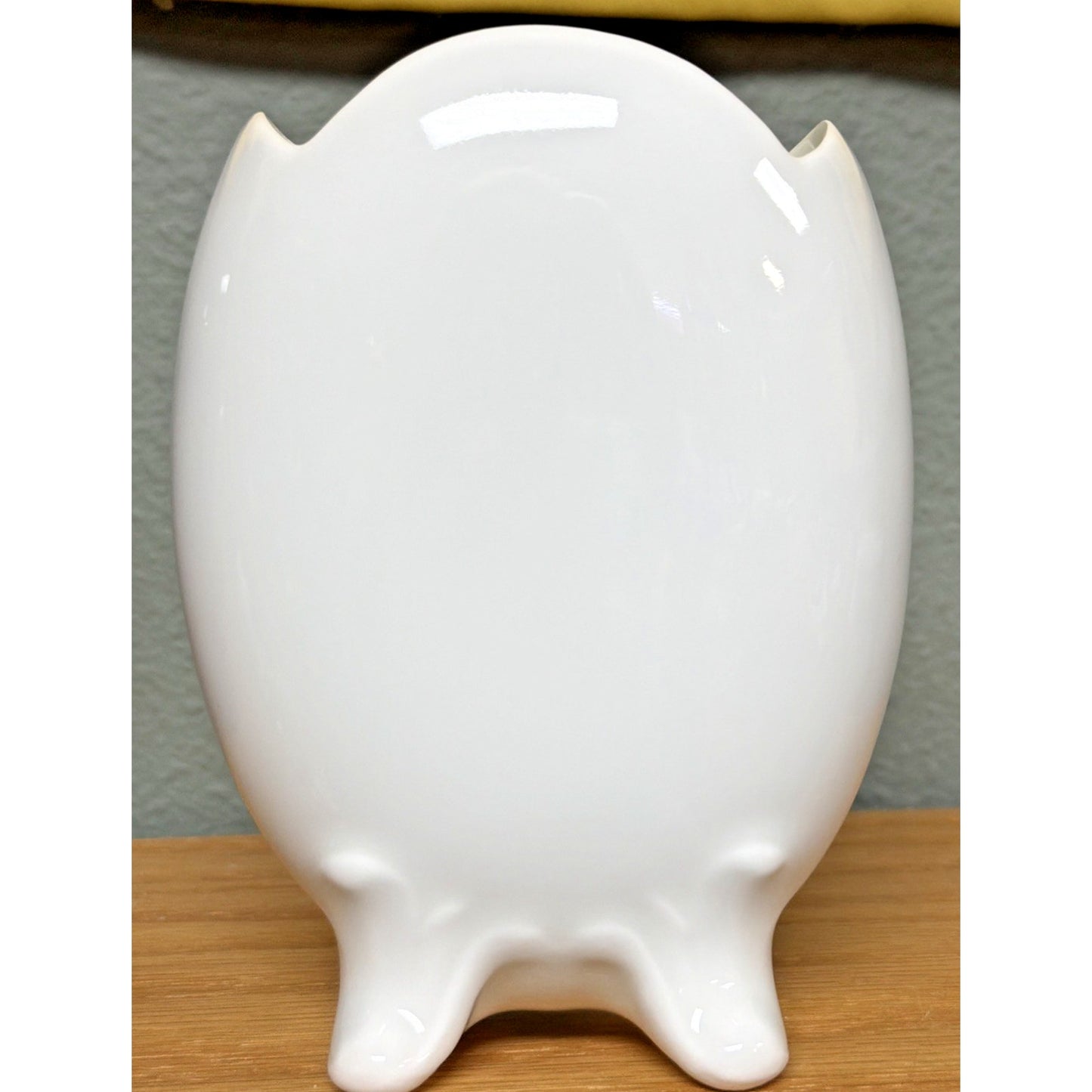 Vintage PM Bavaria Germany White Porcelain Vase Spooner Embossed Scalloped