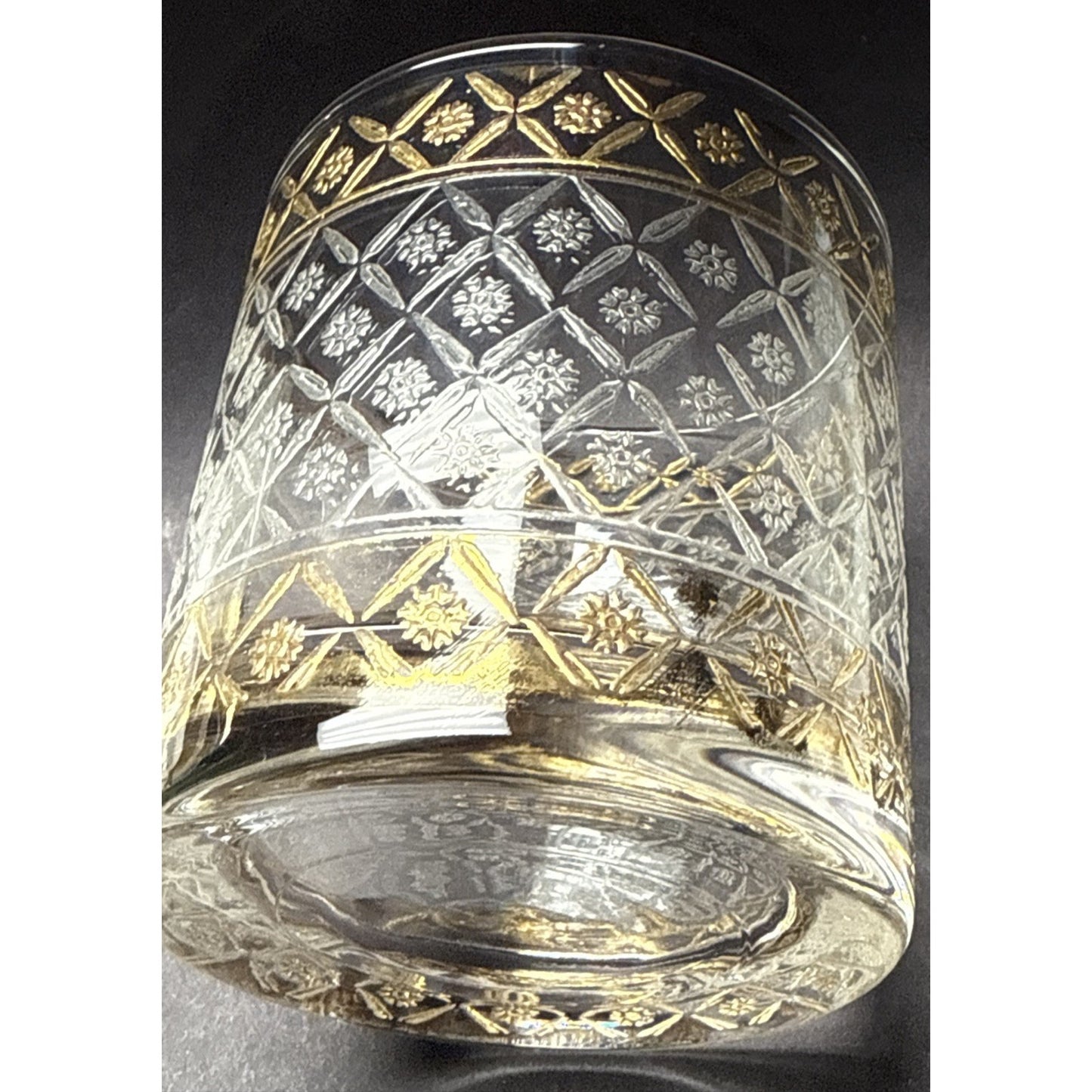 Vtg Lot of 2 Culver Glass Scintilla Village Old Fashioned Glass Rocks Gold As Is