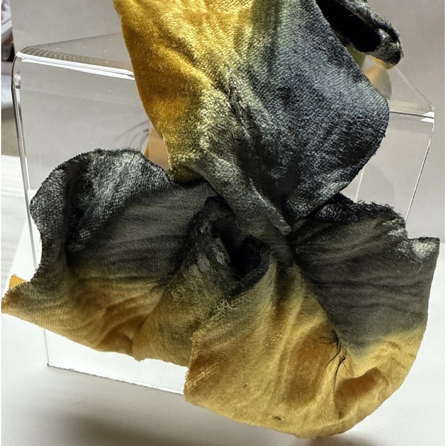 Vintage Metallic Velvet Maple Leaf Half Hat Fascinator Gold Black Feather