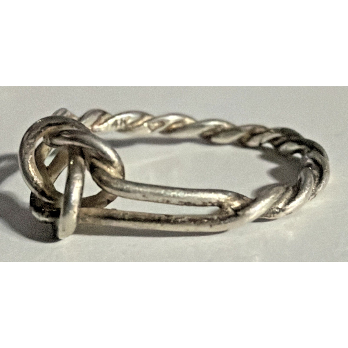 Antique 14k White Gold Twisted Rope Love Knot Ring Sz 4.5 As Is