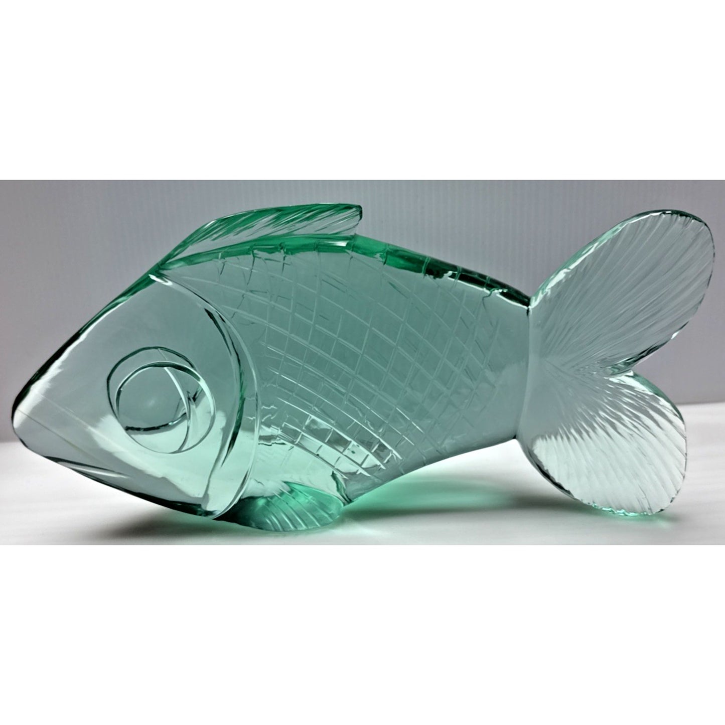 Vintage Cut Crystal Goldfish Big Eye Koi Fish Sculpture Aqua Green As-Is