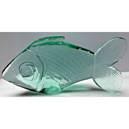 Vintage Cut Crystal Goldfish Big Eye Koi Fish Sculpture Aqua Green As-Is