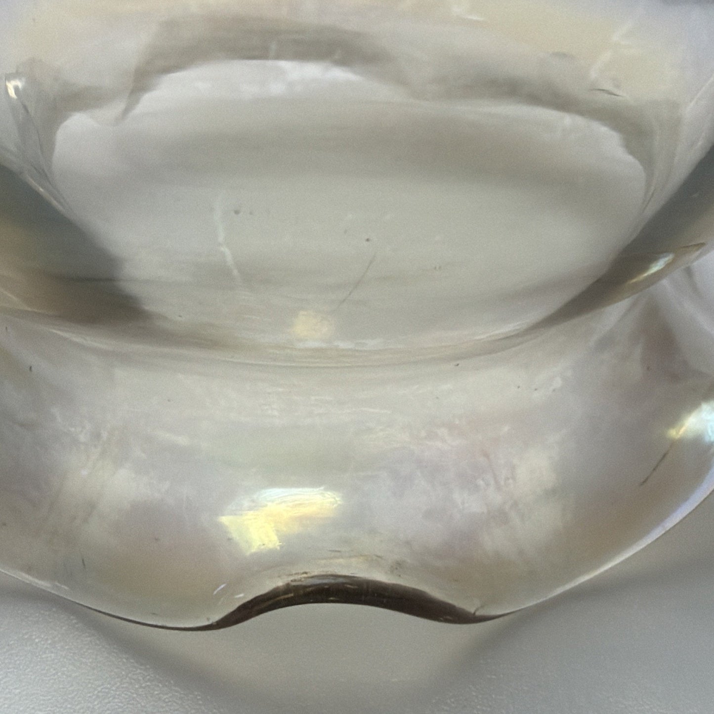 Victorian Loetz Moser Smoke Gray Iridescent Vase Ruffle Optic Rose Bowl As Is