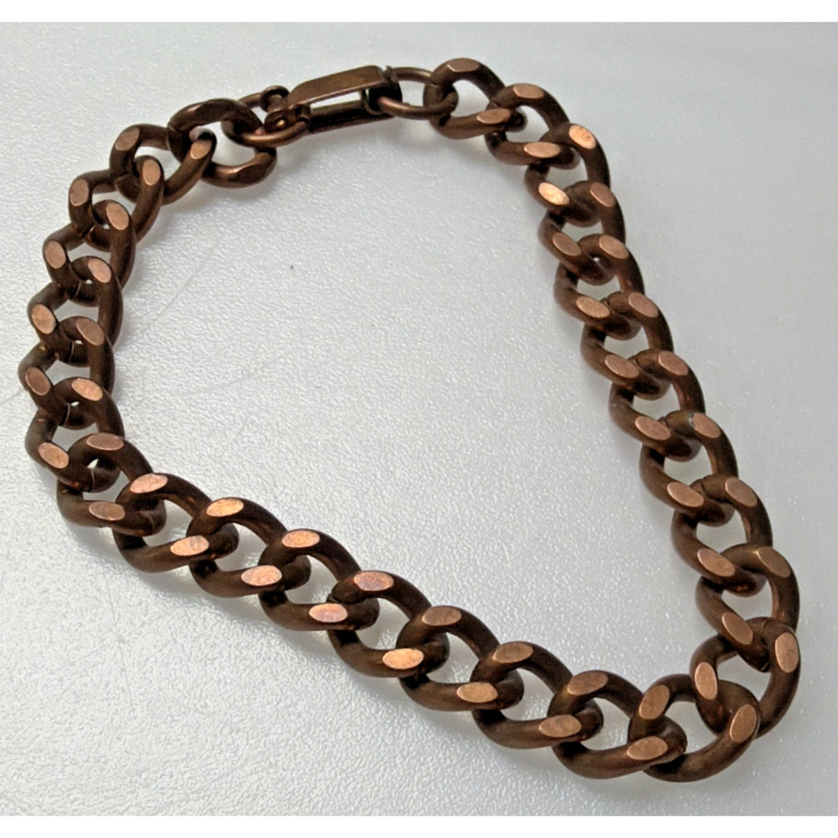 Vintage Copper Flat Cuban Curb Link Chain Bracelet